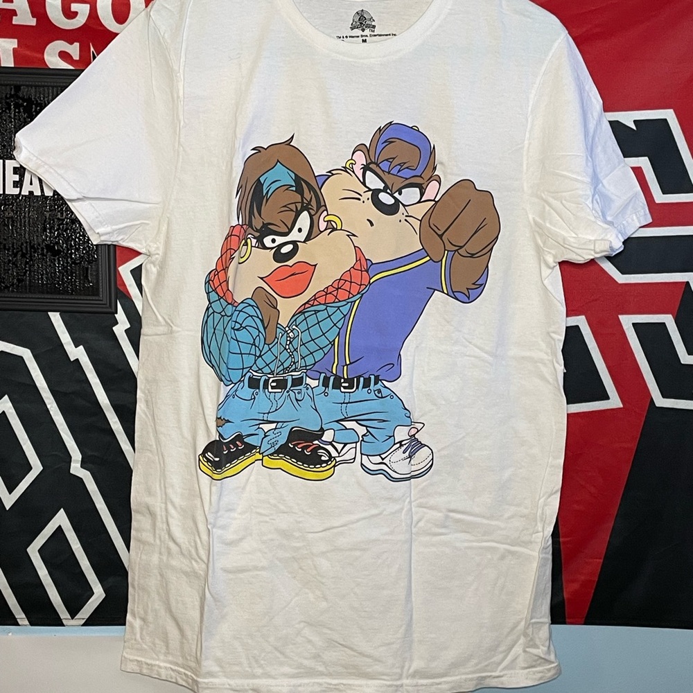 Warner Bros. White Tee with Colorful Taz Duo Graphic
